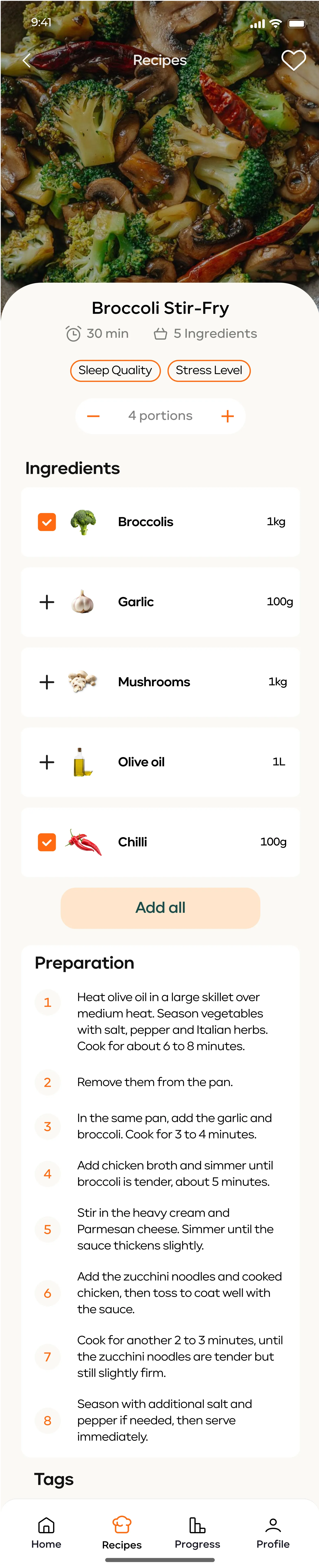 Step-by-step recipe detail