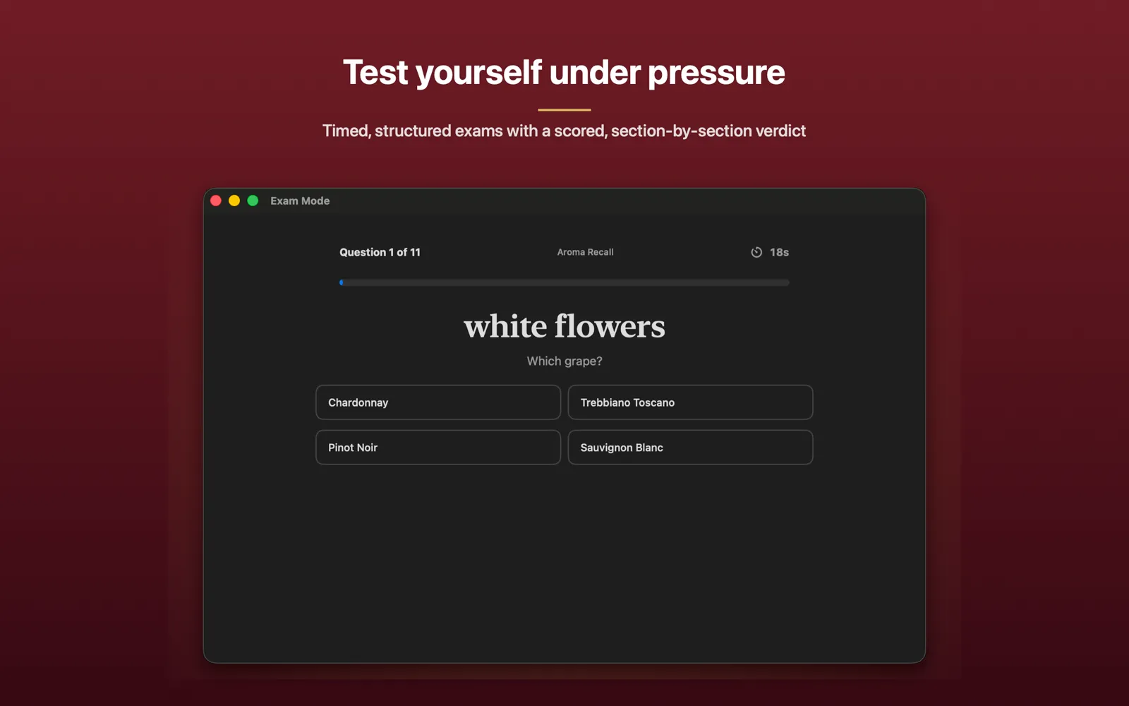 macOS — timed exam mode
